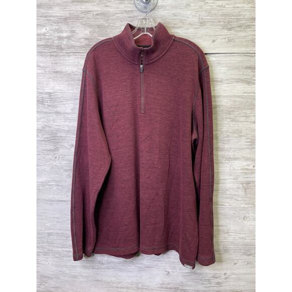 Eddie Bauer Sweater Mens XLT Burgundy Red 1/4 Zip Pullover - Picture 1 of 8